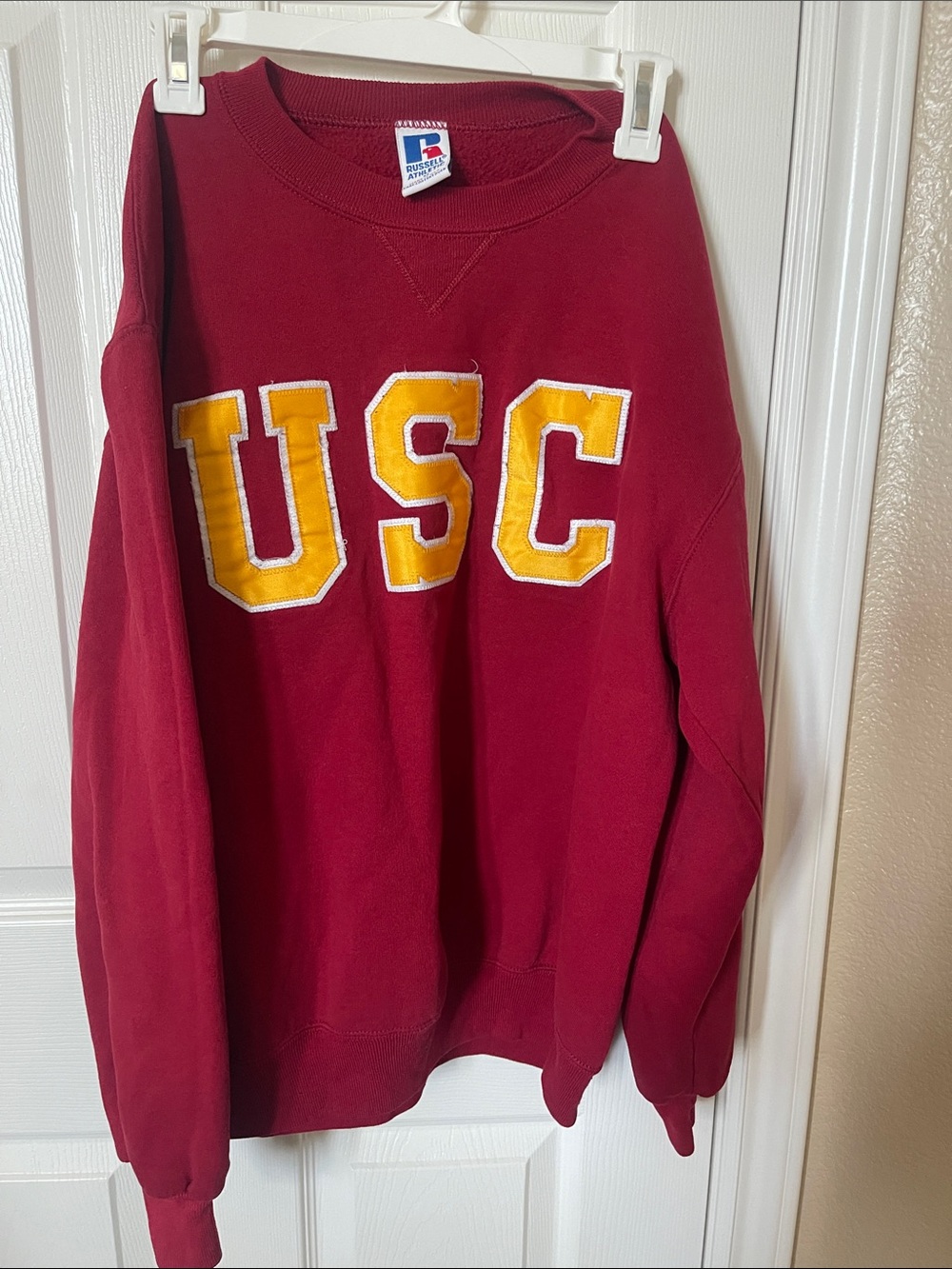 Russell Athletic Maroon Crewneck Sweatshirt with Yellow USC Letters